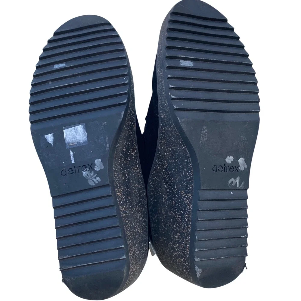 Aetrex Kara Black Suede Leather Wedge Ankle Boots WB100‎ Womens 9.5 EU 40